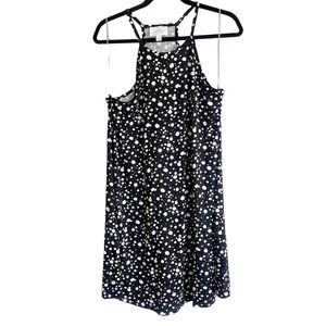 French Grey Women's Black White Polka Dot Midi Dress Size M NWOT